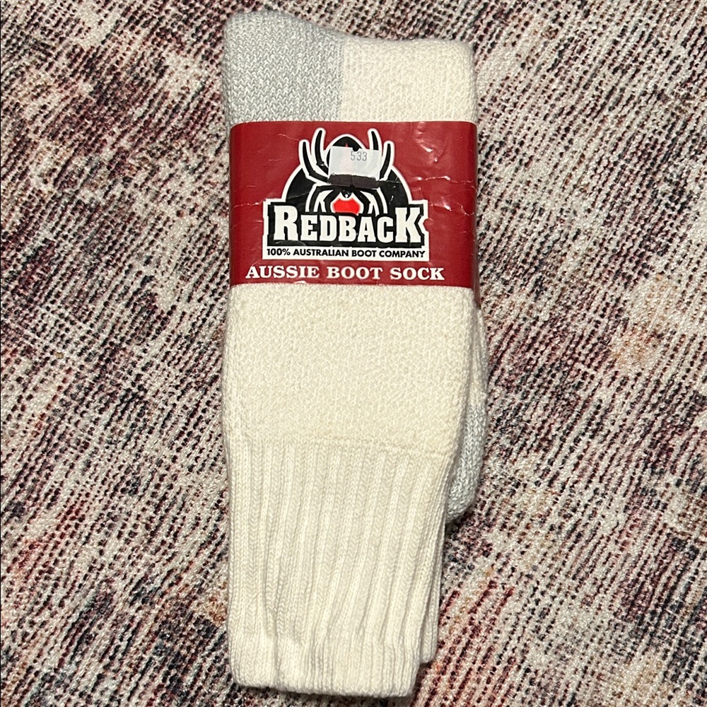 Redback Boots Aussie Boot Sock - Cream and Gray